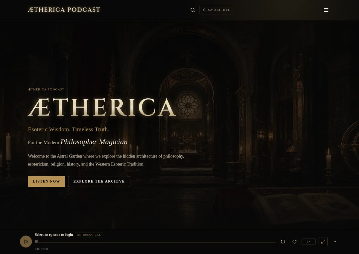 Aetherica Podcast website preview